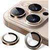 Generic Protezione per fotocamera con anello in metallo per iPhone 16 Pro/iPhone 16 Pro Max HD, in vetro temperato, copertura protettiva per obiettivo singolo, oro