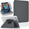 Koze Custodia Rotante per iPad Pro 11 pollici M5 2025 / M4 2024 (iPad Pro 11 6a/5a generazione) con portapenne, Cover Girevole a 360° Supporto Retro in Acrilico Trasparente Antiurto, Grigio Siderale