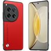 Longstong Custodia Adatta per OnePlus 12 5G (6.82), Cover in pelle metallica serie CODE - Rosso