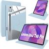 Haofun Custodia Compatibile con Lenovo Idea Tab Pro, Cover Protettiva Girevole a 360 Gradi con Supporto Pieghevole/Fessura per Penna, Pelle PU + Custodia in Acrilico Trasparente, Blu