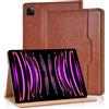 Vkooer Custodia per iPad Pro 11 pollici 2022/2021/2020/2018 Cover Protettiva Pelle PU con Auto Svegliati/Sonno e Supporto Funzione Apple iPad Air 6 Flip Tasca Case, Marrone