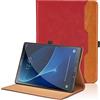Oduio Custodia per Samsung Galaxy Tab A6 10.1 pollici 2016 SM-T580/T585 Pelle Tablet Case, Multi-angli Supporto Pieghevole Cover Protettiva con Tasca, Pencil Loop, Auto Sveglia/Sonno - Rosso