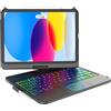 KARFUN Custodia con tastiera per iPad 11a/10a Gen, QWERTY Italiano | iPad 10a (10,9, 2022)& ipad 11a (A16 2025), Illuminazione a 10 Colori, 360° Tasitera cover con Touchpad, portapenne