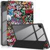 Yiernuo Custodia per Samsung Galaxy Tab A9 Plus/Tab A9 + 11 Pollici SM-X210/X216/X218 Tablet,Traslucido Cover con Funzione Supporto e Auto Sveglia/Sonno,Graffiti
