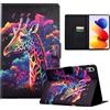LSPCASA Custodia per Xiaomi Redmi Pad 2 Pro 2025 12.1 Pollici Custodia Xiaomi Redmi Pad 2 Pro 12.1 PU Pelle Folio Flip Case con Supporto Scomparti per Carte Portafoglio Cover per Tablet Giraffa
