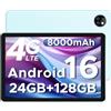 DOOGEETab T10W Android 16 Tablet 10 Pollici, 24 GB RAM + 128 GB ROM (2 TB TF), Tablet con Sim, batteria 8000 mAh, Android 4G LTE/WiFi 5, Doppia fotocamera, Bluetooth 5.0/OTG/Face ID/Type C, Blu