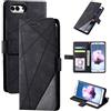 QiongniAN Custodia per Huawei Enjoy 7S ,Custodia in Pelle Custodia per Huawei P Smart FIG-L03 FIG-LX2 FIG-L21/L22 FIG-LX1/LX3 FIG-LA1 / Honor 9 Lite LLD-L22A LLD-L31 / Nova Lite 2 Custodia Cover Case Black
