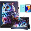 Auslbin Colorata PU Cover Xiaomi Redmi Pad SE 4G 8.7 Pollici, Colorata e in Movimento, Bellissimo Motivo, Custodia per Tablet Flip Redmi Pad SE 8.7 con Supporto, Gufo