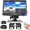 Inefala Kit Telecamera Retromarcia 7 Pollici Touchscreen HD 2 Telecamere | 4 Pin 10M+15M Cavo, Impermeabile, Visione Notturna, RV Truck Bus Van, 12V-24V