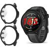 GIOPUEY [2 Pezzi Cover per Garmin Forerunner 165, Pellicola Protettiva Vetro + Cornice in Plastica Rigida, Garmin Forerunner 165 Custodia - Black+Black