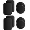 Generic Confezione da 8 supporti magnetici universali in metallo, con adesivo (compatibile con supporti magnetici), 4 rettangolari e 4 rotondi, colore nero