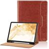 Oduio Custodia per Samsung Galaxy Tab S8 Plus 2022 / Tab S7 FE 2021 / Tab S7 Plus 2020 12.4" Pelle Tablet Case, Multi-Angli Supporto Pieghevole Cover Protettiva con Tasca, Auto Sveglia/Sonno - Marrone