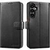 Lensun Cover in Pelle Vera per Samsung Galaxy A54- Nero | Custodia in Vera Pelle Libro con Portafoglio [RFID Blocking] Chiusura Magnetico Flip Custodie Cuoio