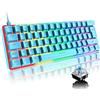 FELiCON x ZIYOU LANG T60 Tastiera da gioco meccanica al 60%, Tastiera Gaming Cablata Type-C, Compact 62 Tasti, 19 RGB Rainbow Chroma Retroilluminato, Blue Switch Mechanical Keyboard per PC Mac-Blu