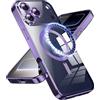 Generic Compatibile per Magnetic Case 12 Pro Max con pellicola protettiva e protezione per obiettivo della fotocamera, custodia di ricarica wireless 12 Pro Max, sottile, antiurto, robusta, viola