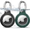 TNSNK Custodia per AirTag Portachiavi, Black+Dark Green | Impermeabile, chiusura girevole, antigraffio e antiurto, senza perdita di segnale. Per bici e animali. Materiale: PC+TPU.