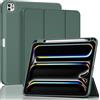 ProCase Custodia per iPad Pro 11 Pollici M5 2025/M4 2024 con Portamatita, iPad Pro 11 M4 (Modello: A2836 A2837 A3006) Triple Stand Smart Folio con Copertura Posteriore in TPU Morbido -Verde