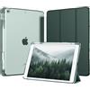 MoKo Cover per iPad 9a/8a/7a Generazione 10,2 Pollici con Portapenna | Custodia per iPad 10,2 2021/2020/2019, Trifold Sottile Leggera Cover con Retro PC Rigido Traslucido, Verde Notte
