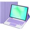 leleyo Custodia con tastiera per Samsung Galaxy Tab A11+ da 11 pollici, con tastiera touchpad, magnetica, rimovibile, wireless, Bluetooth QWERTY, viola chiaro