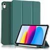 4UBonLife Cover Per iPad (A16) 11a Generazione 11 Pollici 2025, iPad 10a Generazione10,9 2022 con Portapenna, Custodia Protettiva Sottile con Retro Rigido Traslucido Guscio Case, Verde Notte