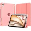 MoKo Cover per iPad Air 11 Pollici (M4/M3/M2) 2026/2025/2024 con Portapenna | Cover per iPad Air 5a/4a Gen 10,9 2022/2020, Custodia iPad Air Trifold Leggera con Retro PC Rigido Traslucido,ConchigliaRosa