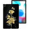Generico DayQiQiPu Cover per Realme Pad 10,4 Pollici 2021 Model No, RMP2102/RMP2103 Custodia Anti-Caduta Ultrasottile in TPU Morbido Che assorbe Gli Urti(Fiore di Rosa Farfalla d'oro)