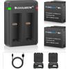 CS COOLSHOW COOLSHOW Batteria di ricambio Ace/Ace Pro 1800mAh 2 confezioni e caricabatterie doppio Ace/Ace Pro Design doppio Type-C e Micro-USB Compatibile con la fotocamera Insta360 Ace/Ace Pro