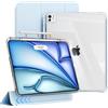 ZKTUYU Cover per iPad Air 13 Pollici M4/M3/M2 (2026/2025/2024), iPad Pro 12,9 Pollici 6ª/5a Generazione (2022/2021) con Porta penne, Custodia Scorrevole Staccabile 2 in 1 a tre persiane, Blu