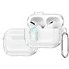 Generic Custodia trasparente per AirPods 4 2024 con chiusura sicura, custodia morbida in TPU, grazioso portachiavi per donne e ragazze, bianco trasparente