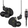 Yinyoo CCZ Melody USB C in-ear-monitor 1BA 1DD auricolari Hifi, auricolari in-ear leggero di basso profondo IEM cuffie con cavo 4N OFC per musicista/batterista/bassista(Nero, senza microfono USB-C)