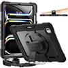 Timecity Custodia per iPad Pro 13, iPad Pro 13 pollici M5/M4 (2025/2024) | Per Apple iPad Pro 13 Outdoor con protezione schermo, supporto girevole a 360°, cinturino da polso, tracolla, portapenne