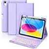 Hamile Custodia per iPad di 11a e 10a generazione con tastiera, 7 colori, retroilluminata, wireless, rimovibile, con portamatite, per iPad 11 A16 2025 10a generazione 10,9 2022 (viola)