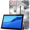 SATURCASE Custodia per Huawei MediaPad T5 10.1 pollici, Bella PU Pelle Flip Folio Stand Sottile Leggero Protezione Tablet Cover (KN-2)