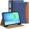 MoKo Cover per Samsug Galaxy Tab S10 Lite/S10 FE/S9 FE/S9 10.9/11 Pollici | Pelle PU Cover per Samsung Tablet (2025/2023), con Portapenna, Cinturino da Mano & Tasca Frontale, Blu & Marrone