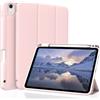 Figair Custodia per iPad Air 11 Pollici M4/M3/M2 e iPad Air 5ª/4ª generazione | retro in TPU morbido, ultrasottile e leggera, Smart Cover con auto sleep/wake e portapencil, Rosa