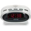 Ices ICR-210 Sveglia da Comodino con Display LED, Bianco | ICR-210, PLL FM, funzione snooze, timer, riserva di carica, compatto, bianco