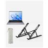Generic Supporto regolabile per computer portatile in lega di alluminio per scrivania, supporto portatile con altezza a 6 livelli, supporto ergonomico pieghevole per laptop e tablet da 10-15,6 pollici, nero