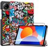 CAUHENYEE Custodia per Xiaomi Redmi Pad SE 8.7 (2024) Cover, Set Protettivo Tablet con 1 Proteggi Schermo, Funzione Supporto Verticale, Cover Protettiva per Xiaomi Redmi Pad SE 8.7 - Graffiti
