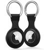 Vancle Custodia per ciondolo Apple AirTag con portachiavi, in silicone, portatile, antiurto, ciondolo Airtag per chiavi, valigia, collare per cani per bambini (nero/nero)