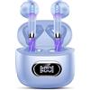 Drsaec Cuffie Bluetooth, Auricolari Bluetooth 5.3 Cuffie Wireless bluetooth HiFi Stereo Mic, Cuffie Senza Fili Cancellazione Rumore ENC, Cuffiette Bluetooth IP7 Impermeabili/Touch Control/LED USB-C/42H Viola