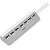 Nilox NXHU7ALU2, Hub USB 2.0 Elegante, Multipresa USB con 7 Porte, Velocità Trasferimento Dati 480 Mbps, Compatto, Leggero, Plug & Play con Base Antiscivolo e Funzione di Carica