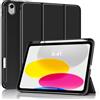 MoKo Custodia Sottile per iPad A16 11, iPad 11a/10a Gen, Nero | Con Soporte de Lápiz, Per iPad 2025/2022 Modello, Cubierta Trasera Rígida de PC, Trifold, Auto Sveglia/Sonno