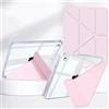 Rosbtib Custodia per iPad 9.7 (6a/5a Generazione Modello 2018/2017) / iPad Air 1/2 / iPad 6/5, Coperchio del supporto pieghevole a più viste, pannello posteriore trasparente con portapenne, Rosa
