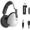NEWWAY NH251 - Cuffie audio senza fili, microfono retrattile, tripla modalità WiFi 2,4 GHz/BT, ricevitore USB/USB-C, per PC, laptop, smartphone, console e Mac (bianco)