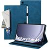 Auslbin Cover per Samsung Galaxy Tab A9 + / A9 Plus 11 2023, Tablet in Pelle PU Adatto per Tab A9 +/SM-X210/SM-X215, Stile Classico in Pelle con Funzione di Supporto, Blu