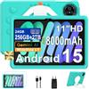Dghrti Tablette 11 Pouces Android 15, 24Go+256Go/2To, Octa-Core, Gemini AI/Widevine L1, 8000 mAh, 13MP+5MP, Boîtier Métallique, Grande Tablette Avec EVA Silicone É‌tui Protection-Vert