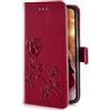 Uposao Case Compatibile con Galaxy J7 2016,Custodia con Strap Tinta Unita Case PU Pelle Protettiva Portafoglio Cover Flip Wallet Caso con Supporto di Stand/Carte Slot-Rosso