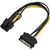 Tbest Cavo di Alimentazione PCI-E da 15 Pin SATA a 8 Pin, Cavo di Prolunga per Cavo Adattatore di Alimentazione PCI Express da 15 Pin SATA Maschio a 8 Pin Femmina (SATA Singolo 0.2m)