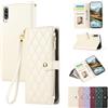 Vaitasy Custodia per Samsung Galaxy A30s/A50/A50s Bianco | Pelle PU Cerniera Custodia a Portafoglio per Galaxy A50 Custodia con Magnetica Flip Stand Case Cover
