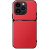 Kepuch Cover per iPhone 16 - Custodia Case Piastra Metallica Incorporata Litchi Grano - Rosso